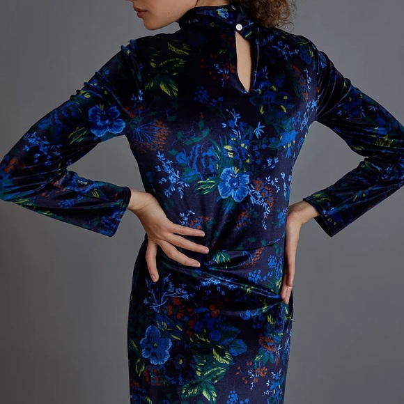 NWT Anthropologie Constance Blue Velvet Dress - Picture 5 of 11